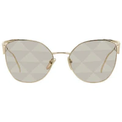 Pre-owned Prada Brown Tampo Triangles Silver Irregular Ladies Sunglasses Pr 50zs Zvn04t 59