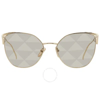Prada Brown Tampo Triangles Silver Irregular Ladies Sunglasses Pr 50zs Zvn04t 59 In Gold