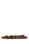 Prada Adjustable Leather Belt Featuring Smooth Finish In Brown