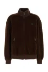 Prada Virgin Wool Bomber With Mini Logo In Brown