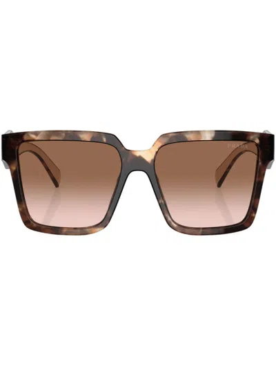Prada Brown Tortoiseshell Effect Oversized Sunglasses In Multi