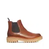 Prada Brown Leather Boots With Elastic Side Panels And Durable Sole In Brown