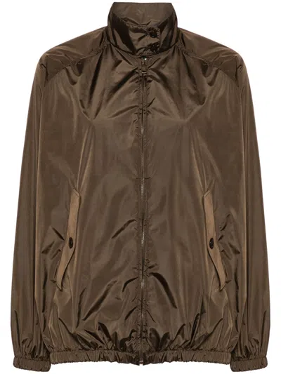 PRADA BROWN TRIANGLE LOGO LIGHTWEIGHT JACKET
