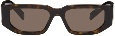 Prada Brown Triangle Logo Sunglasses In 2au06b