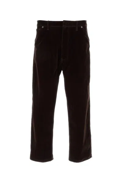 Prada Velvet Denim Trousers With Pockets And Loops In Brown