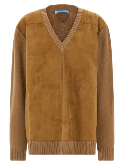 Prada Brown Virgin Wool Women's Cardigan