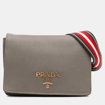 Pre-owned Prada Brown Vitello Daino Flap Crossbody