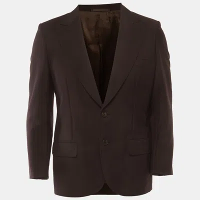 Pre-owned Prada Brown Wool Blend Regular Fit Blazer L