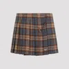 Prada Womens Brown Checked Wool Twill Mini Skirt In Brown