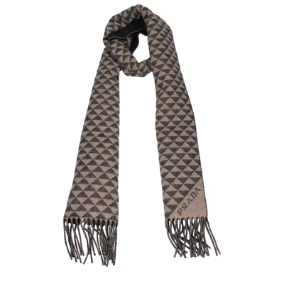 Prada Brown Wool Scarves In Gray