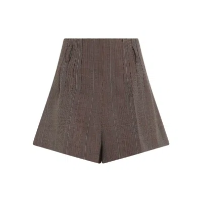 Prada Brown Wool Shorts In Grey