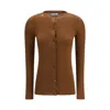 Prada Virgin Wool Cardigan In Brown