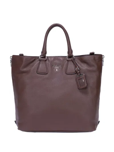 Pre-owned Prada Brown Zip Tote Bag