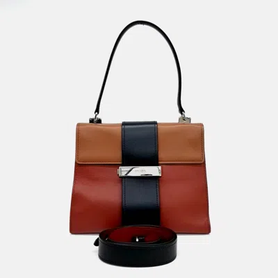 Pre-owned Prada Brown/red Leather Shoulder Bag