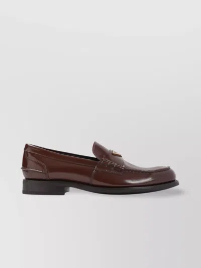 Prada Brushed Calf Leather Lace-up Loafers In Brown