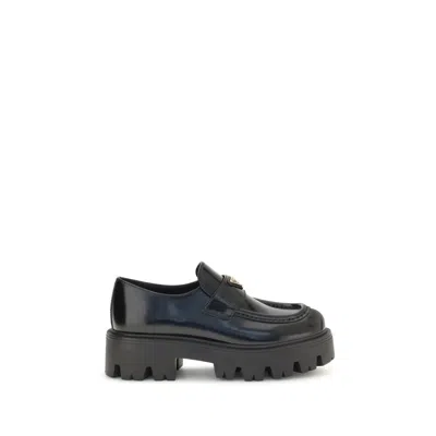 Prada Brushed Calf Leather Loafer In Black