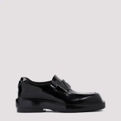 Prada Brushed Calf Leather Loafers 39 In F Nero