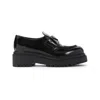 Prada Chocolate Calfskin Platform Loafers In Black