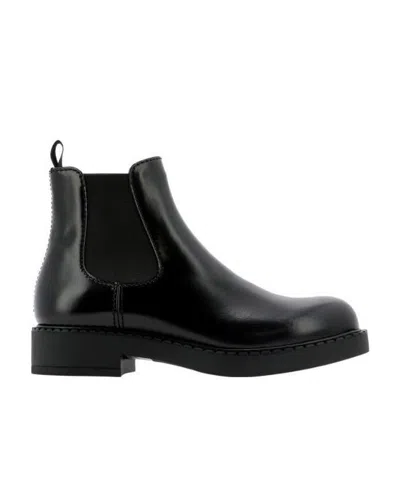 PRADA BRUSHED LEATHER CHELSEA BOOTS