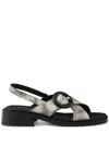 Prada Crisscross Calfskin Leather Sandal