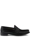 Prada Women Dark Brown Leather Loafers In Multi