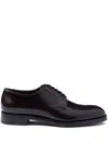 Prada Brushed-leather Lace-up Shoes In Black