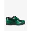 Prada Mens Green Brushed Laced Leather Derby Shoes
