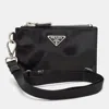 PRADA BRUSHED LEATHER AND NYLON WRISTLET POUCH