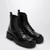 Prada Brushed Leather Ankle Boot For Men In Black
