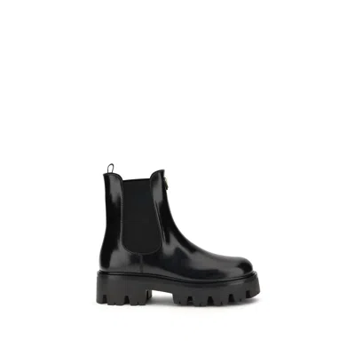 PRADA BRUSHED LEATHER ANKLE BOOTS