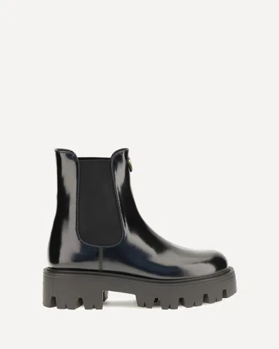 Prada Brushed Leather Ankle Boots In Black