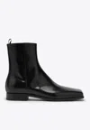 Prada Men's Jokoto Leather Zip Ankle Boots In Black