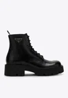 Prada Brushed Leather Ankle Boot For Men In Black