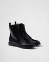 Prada Brushed Leather Ankle Boots In Black