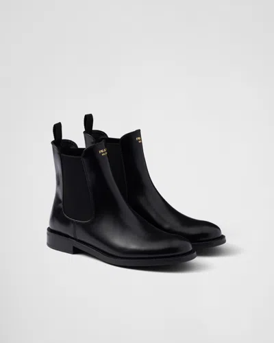 PRADA BRUSHED LEATHER ANKLE BOOTS