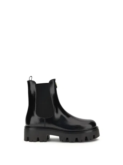PRADA BRUSHED LEATHER ANKLE BOOTS