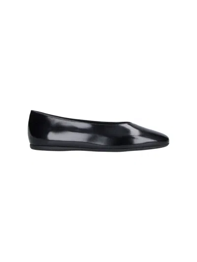 Prada Brushed Leather Ballet Flats In Black