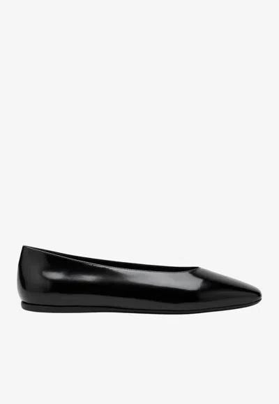 Prada Brushed Leather Ballet Flats In Black