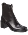 Prada Brushed Leather Booties In Black
