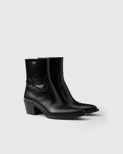 Prada Brushed Leather Booties