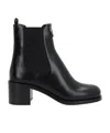 Prada Brushed Leather Booties In Black