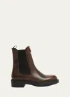 PRADA BRUSHED LEATHER CHELSEA ANKLE BOOTS