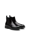 Prada Black Leather Ankle Boots In Black
