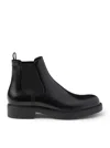 Prada Black Leather Ankle Boots In Black