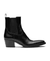 Prada Brushed Leather Ankle Boots 55 In Black