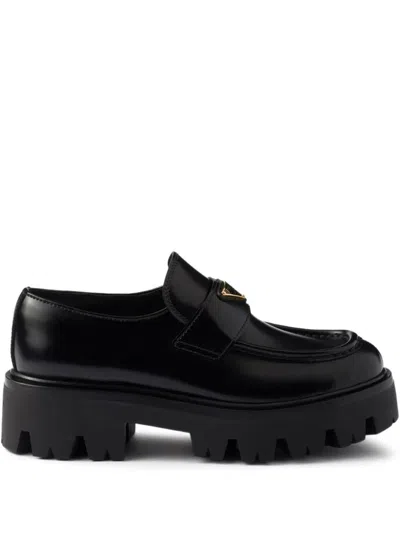 PRADA PRADA BRUSHED LEATHER CHUNKY LOAFERS SHOES