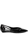 Prada Brushed Leather Cut-out Ballerinas In Black