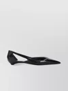Prada Leather Ballerinas With Pointed Toe And Cut-out Design In Black