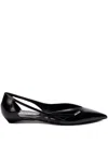 Prada Brushed Leather Cut-out Ballerinas Shoes In Black