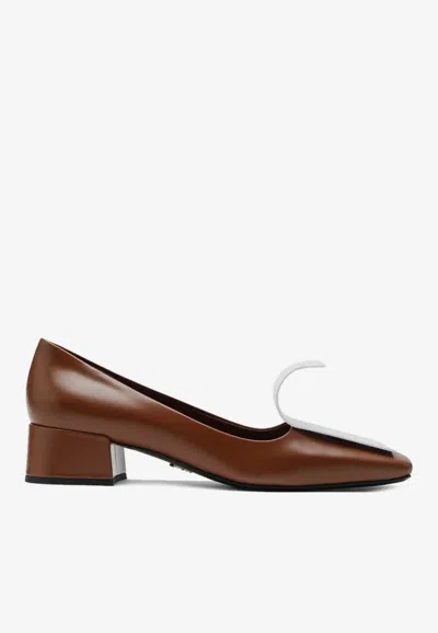 PRADA BRUSHED LEATHER DÉCOLLETÉ LOAFERS